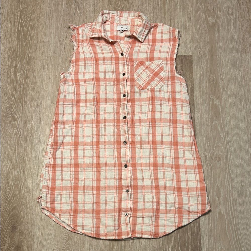 Tru Craft Plaid Sleeveless Button-Up Shirt Dress Sz XS